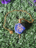 Hexagonal Gemstone Pendulum with Pentagram Symbol
