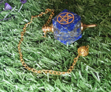 Hexagonal Gemstone Pendulum with Pentagram Symbol