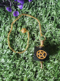 Hexagonal Gemstone Pendulum with Pentagram Symbol