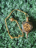 Hexagonal Gemstone Pendulum with Pentagram Symbol