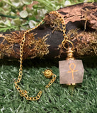 Hexagonal Gemstone Pendulum with Ankh Symbol