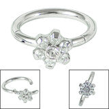 Side Facing Diamond Flower Hinged Ring