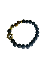 Lava Stone & Tiger Eye Hamsa Hand Bracelet