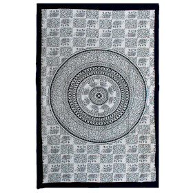 Black & White Elephant Mandala Tapestry