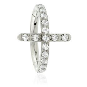 Diamond Cross Pave Hinged Ring