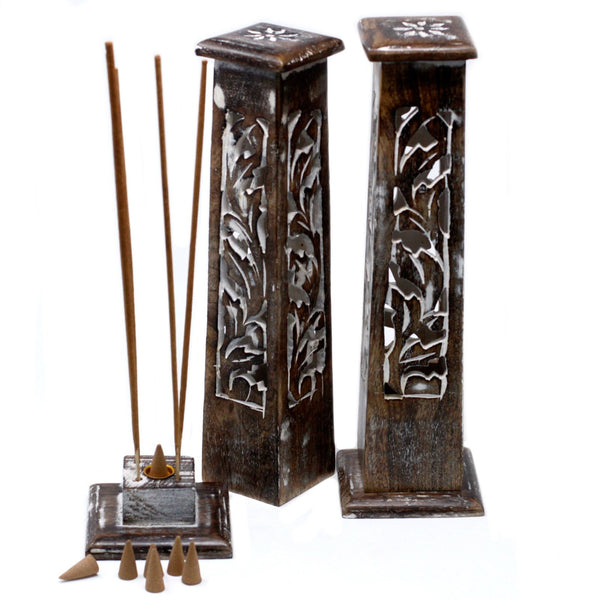 Mango Wood Tower Incense Stick Holder