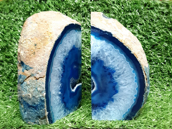 Blue Agate Bookends