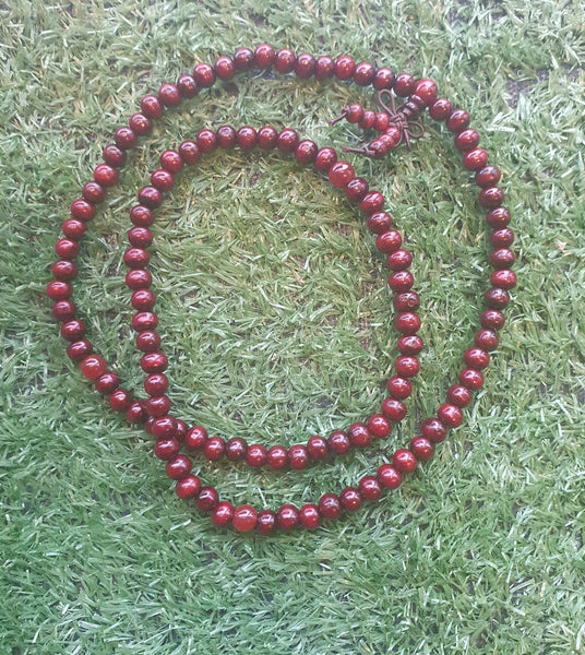 Mala Beads - Red/Dark Red Wood  - (108)