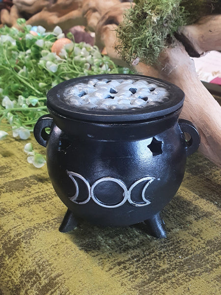 Triple Moon Cauldron Incense Cone Burner