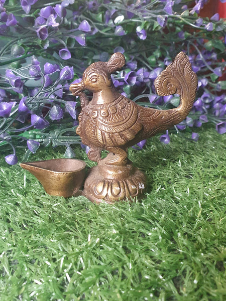 Indian Ceremonial Oil Pourer - Brass Rooster 8cm