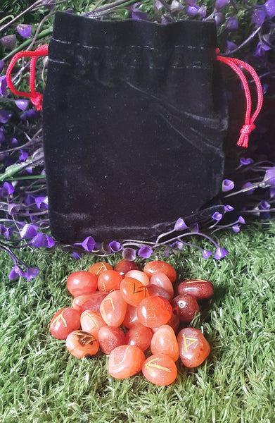 Rune Stone Set In Pouch - Carnelian
