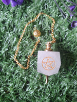 Hexagonal Gemstone Pendulum with Pentagram Symbol
