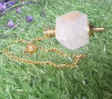 Hexagonal Gemstone Pendulum with Pentagram Symbol