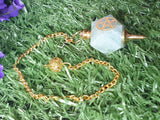 Hexagonal Gemstone Pendulum with Pentagram Symbol