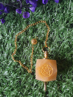 Hexagonal Gemstone Pendulum with Pentagram Symbol