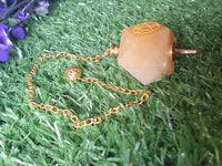 Hexagonal Gemstone Pendulum with Pentagram Symbol