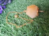 Hexagonal Gemstone Pendulum with Pentagram Symbol