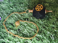 Hexagonal Gemstone Pendulum with Pentagram Symbol