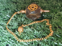 Hexagonal Gemstone Pendulum with Pentagram Symbol