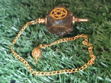 Hexagonal Gemstone Pendulum with Pentagram Symbol