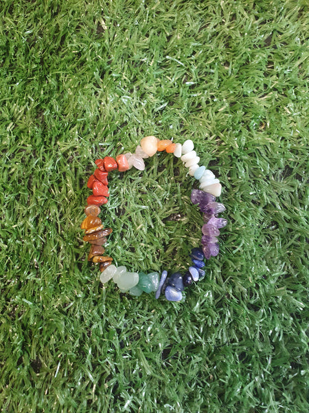 7 Chakras Gemstone Chip Bracelet