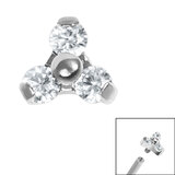 jewelled Trinity Top For Internally Threaded Bars