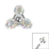 jewelled Trinity Top For Internally Threaded Bars