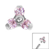 jewelled Trinity Top For Internally Threaded Bars