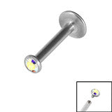 Titanium Internal Thread Labret Stud with Jeweled Top