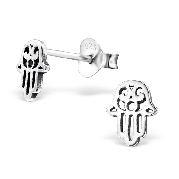 Sterling Silver Hamsa Hand Studs