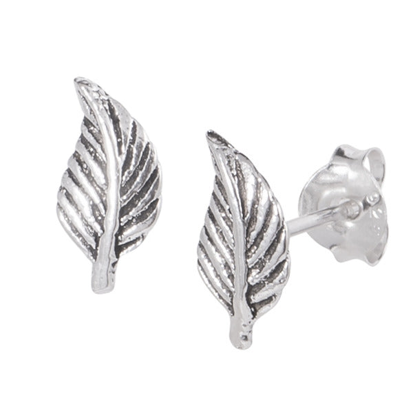Sterling Silver Leaf Studs