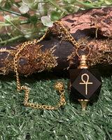 Hexagonal Gemstone Pendulum with Ankh Symbol