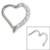Heart Shape Hinged Ring with Clear Crystal Setting